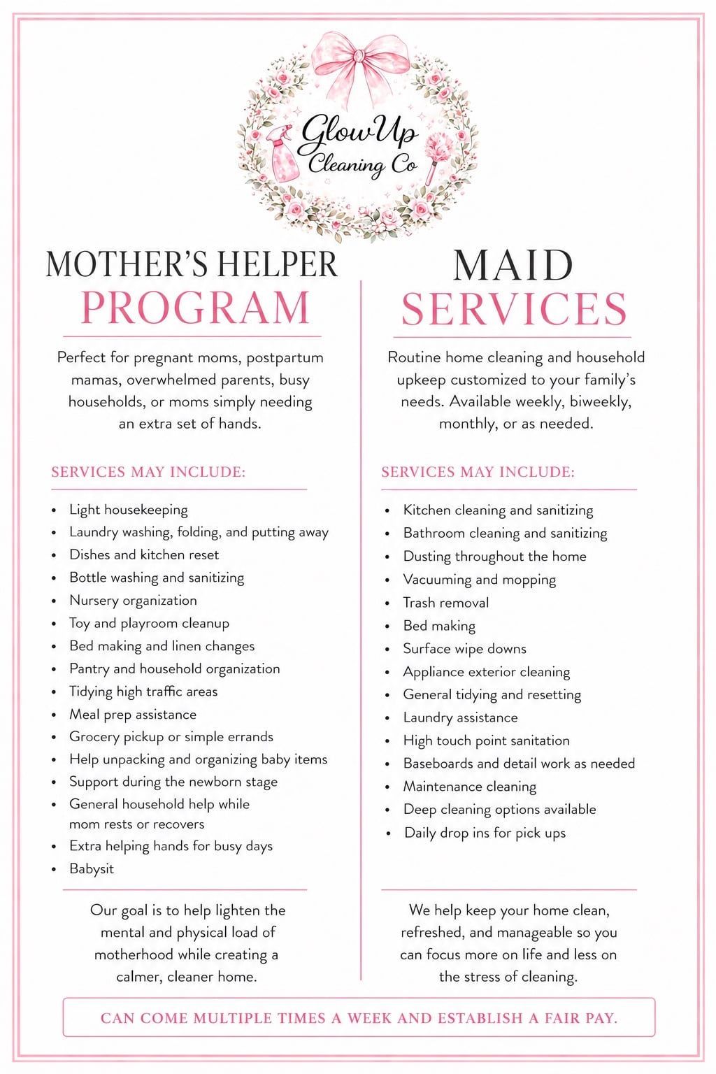 Mother’s Helper Program & Maid Services