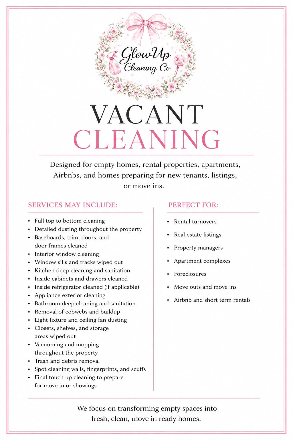 Vacant Cleaning